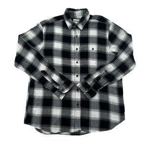 American Republic Flannel Men XL Shirt Black White Plaid Button Down Long Sleeve